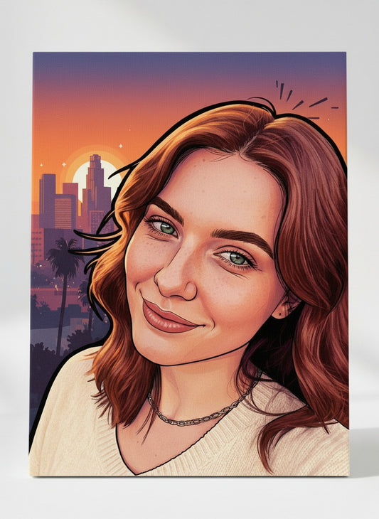 Portret ze zdjęcia w stylu Retro Poster - na płótnie