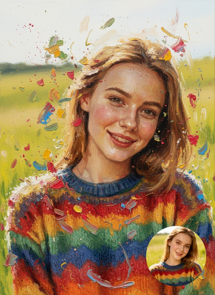 Portret ze zdjęcia w stylu Abstract Expressionism - na płótnie