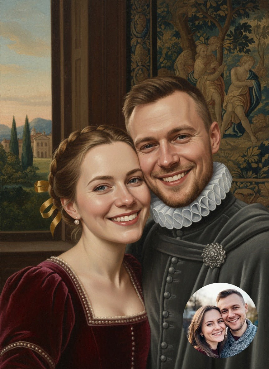 Portret ze zdjęcia w stylu Renaissance Classic - na płótnie